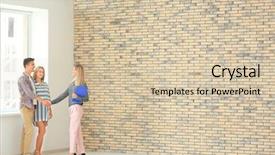  Presentation with realtor - Audience pleasing theme consisting of realtor and young couple buy backdrop and a  colored foreground