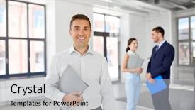  Presentation with real estate - PPT layouts with realtor or businessman with folder background and a light gray colored foreground