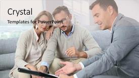  Presentation with realtor - Slides enhanced with realtor signing mortgage contract background and a soft green colored foreground