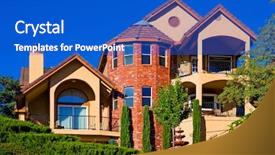  Presentation with brick - Presentation enhanced with realtor yellow - beautiful new brick house background and a cobalt blue colored foreground