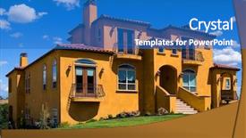  Presentation with house - Slides with realtor yellow - beautiful new house background and a teal colored foreground