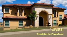  Presentation with house - Cool new presentation design with realtor yellow - beautiful new house backdrop and a coral colored foreground