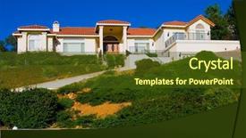  Presentation with hill - Colorful presentation theme enhanced with realtor yellow - big new house backdrop and a  colored foreground