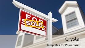  Presentation with deep blue - Cool new presentation theme with realty - left facing sold for sale backdrop and a soft green colored foreground