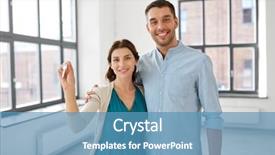  Presentation with mortgage - Audience pleasing theme consisting of realty - mortgage people and real estate backdrop and a teal colored foreground