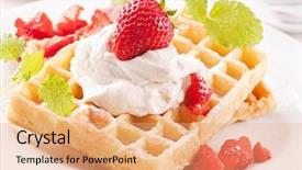  Presentation with belgian waffles fruits - Slide deck enhanced with cottage cheese chocolate - waffles with strawberry background and a coral colored foreground