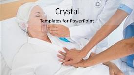  Presentation with hospital mask - Beautiful PPT theme featuring reanimacion - doctor putting an oxygen mask backdrop and a sky blue colored foreground