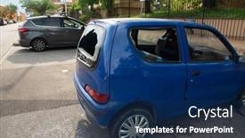  Presentation with shattered glass - Presentation design having rear-and-side-glass-shattered background and a navy blue colored foreground