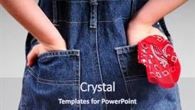  Presentation with end - Slides having rear end - backside of jean overalls background and a  colored foreground