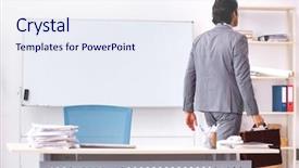  Presentation with employee anniversary work office - Beautiful slide deck featuring rear end - young handsome businessman employee backdrop and a  colored foreground