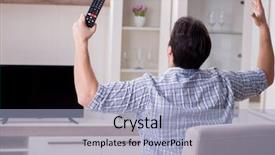  Presentation with man watching woman preparing vegetables - Colorful slide deck enhanced with rear end - young man watching tv backdrop and a  colored foreground