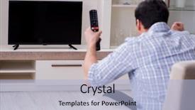  Presentation with man watching woman preparing vegetables - Audience pleasing PPT layouts consisting of rear end - young man watching tv backdrop and a light blue colored foreground