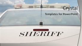  Presentation with sheriff - PPT theme consisting of sheriff's patrol car background and a light blue colored foreground