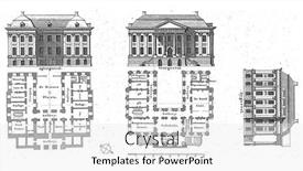  Presentation with of a town hall - PPT theme featuring rear-facade-front-facade-side background and a white colored foreground