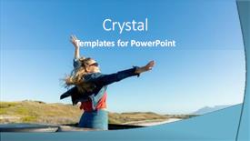  Presentation with woman hands open - Presentation theme consisting of rear-high-angle-view background and a  colored foreground