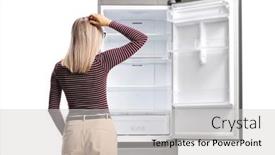  Presentation with head - PPT theme with rear-shot-of-a-woman background and a light gray colored foreground