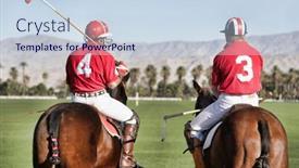  Presentation with polo - Cool new presentation theme with rear-shot-of-polo-players backdrop and a sky blue colored foreground