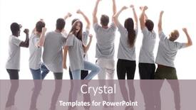  Presentation with forward - Slides featuring rear-view-a-group background and a gray colored foreground