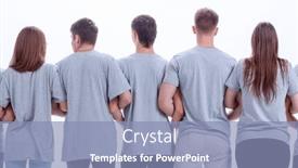  Presentation with forward - Presentation design consisting of rear-view-a-group background and a light blue colored foreground