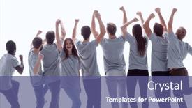  Presentation with forward - Presentation theme with rear-view-a-group background and a ocean colored foreground