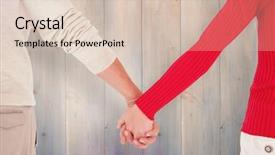  Presentation with hands holding a tree - Theme enhanced with rear view against pale grey background and a  colored foreground