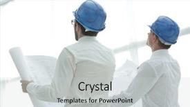  Presentation with builder - Audience pleasing PPT theme consisting of rear view architect and builder backdrop and a light gray colored foreground