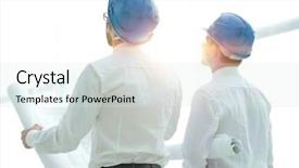  Presentation with builder - Presentation theme having rear view architect and builder background and a  colored foreground