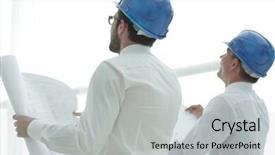  Presentation with builder - Audience pleasing theme consisting of rear view architect and builder backdrop and a  colored foreground