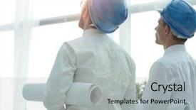  Presentation with builder - PPT layouts with rear view architect and builder background and a  colored foreground