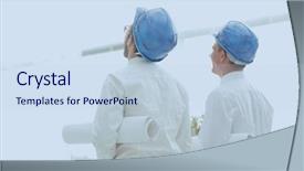  Presentation with builder - Colorful PPT theme enhanced with rear view architect and builder backdrop and a  colored foreground