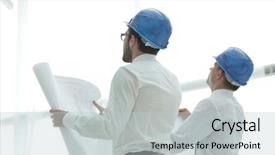  Presentation with rear view of bodyguard - PPT theme consisting of rear view architect and builder background and a  colored foreground