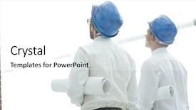  Presentation with builder - PPT theme enhanced with rear view architect and builder background and a  colored foreground