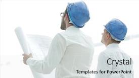  Presentation with builder - PPT layouts having rear view architect and builder background and a  colored foreground