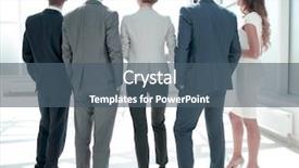  Presentation with team business top view - Cool new slide deck with rear view business team looking backdrop and a ocean colored foreground