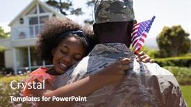  Presentation with home garden - Slide set featuring rear-view-close-up background and a tawny brown colored foreground