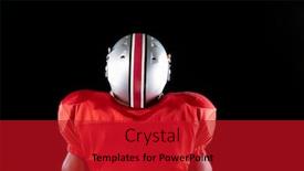  Presentation with team player - Presentation design featuring rear-view-close-up background and a crimson colored foreground