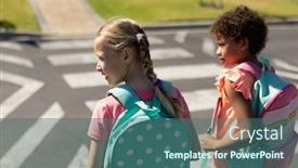  Presentation with pedestrian crossing - Colorful theme enhanced with rear-view-close-up backdrop and a ocean colored foreground