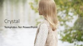  Presentation with rear view mirror - PPT theme enhanced with rear view hair beauty little girl model street outdoors background and a soft green colored foreground