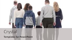  Presentation with family - Presentation with rear-view-happy-family background and a light gray colored foreground
