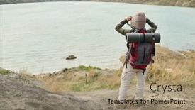  Presentation with hiking - PPT layouts with rear-view-long-shot background and a coral colored foreground