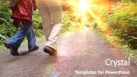  Presentation with forest road - Slide set featuring rear view lowsection of two background and a coral colored foreground