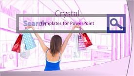  Presentation with search engine - Audience pleasing slide set consisting of rear view of a brunette woman raising shopping bags against search engine backdrop and a pink colored foreground