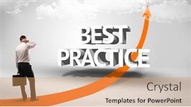  Presentation with best practice - Slide deck consisting of rear-view-of-a-businessman background and a coral colored foreground