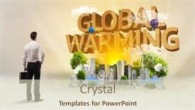  Presentation with global warming - PPT layouts with rear-view-of-a-businessman background and a soft green colored foreground