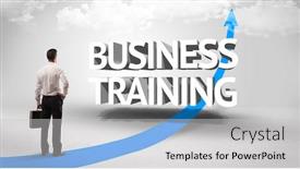  Presentation with business training - Audience pleasing PPT layouts consisting of rear-view-of-a-businessman backdrop and a light gray colored foreground