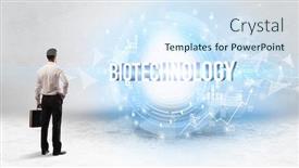  Presentation with biotechnology - Theme featuring rear-view-of-a-businessman background and a sky blue colored foreground