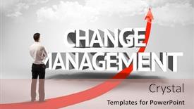  Presentation with business change - Audience pleasing slide deck consisting of rear-view-of-a-businessman backdrop and a coral colored foreground