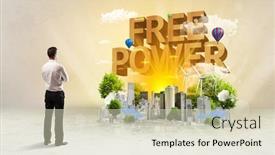  Presentation with power protection - PPT theme featuring rear-view-of-a-businessman background and a soft green colored foreground
