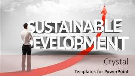  Presentation with sustainable development - Slide set consisting of rear-view-of-a-businessman background and a coral colored foreground