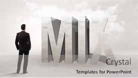  Presentation with attention - Cool new theme with rear-view-of-a-businessman backdrop and a light gray colored foreground